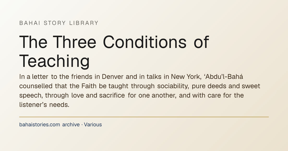 In 1914 the Master wrote to the friends in Denver concerning how to ...